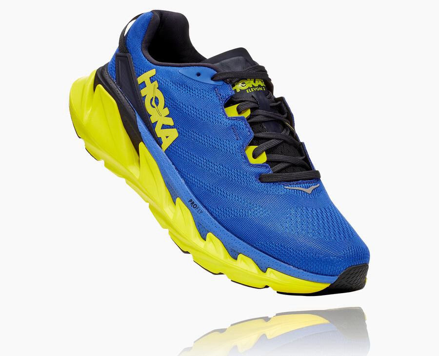 Hoka Mens Running Shoes NZ - Hoka Elevon 2 Blue/Green (MVN048913)